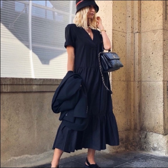 Zara Black Dress With Voluminous Sleeves NWT - Picture 14 of 16